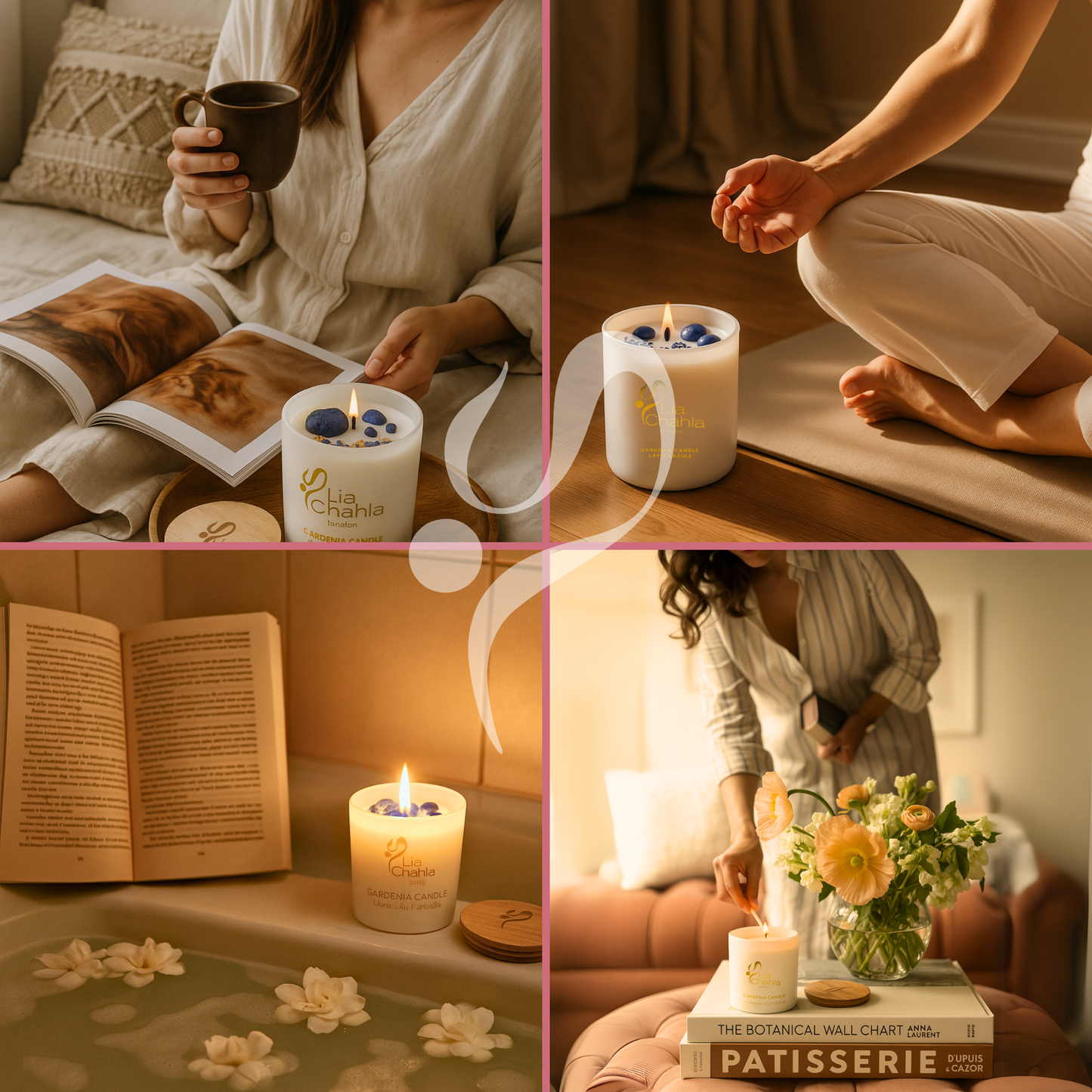 Gardenia Candle with Lapis Lazuli Crystals (60 Hrs)