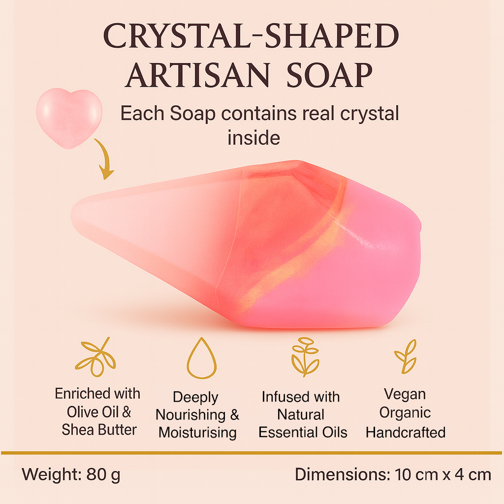Luxury Crystal Soap Set with Genuine Crystal Inside β Lavender, Rose, & Frankincense Scents (80 g)