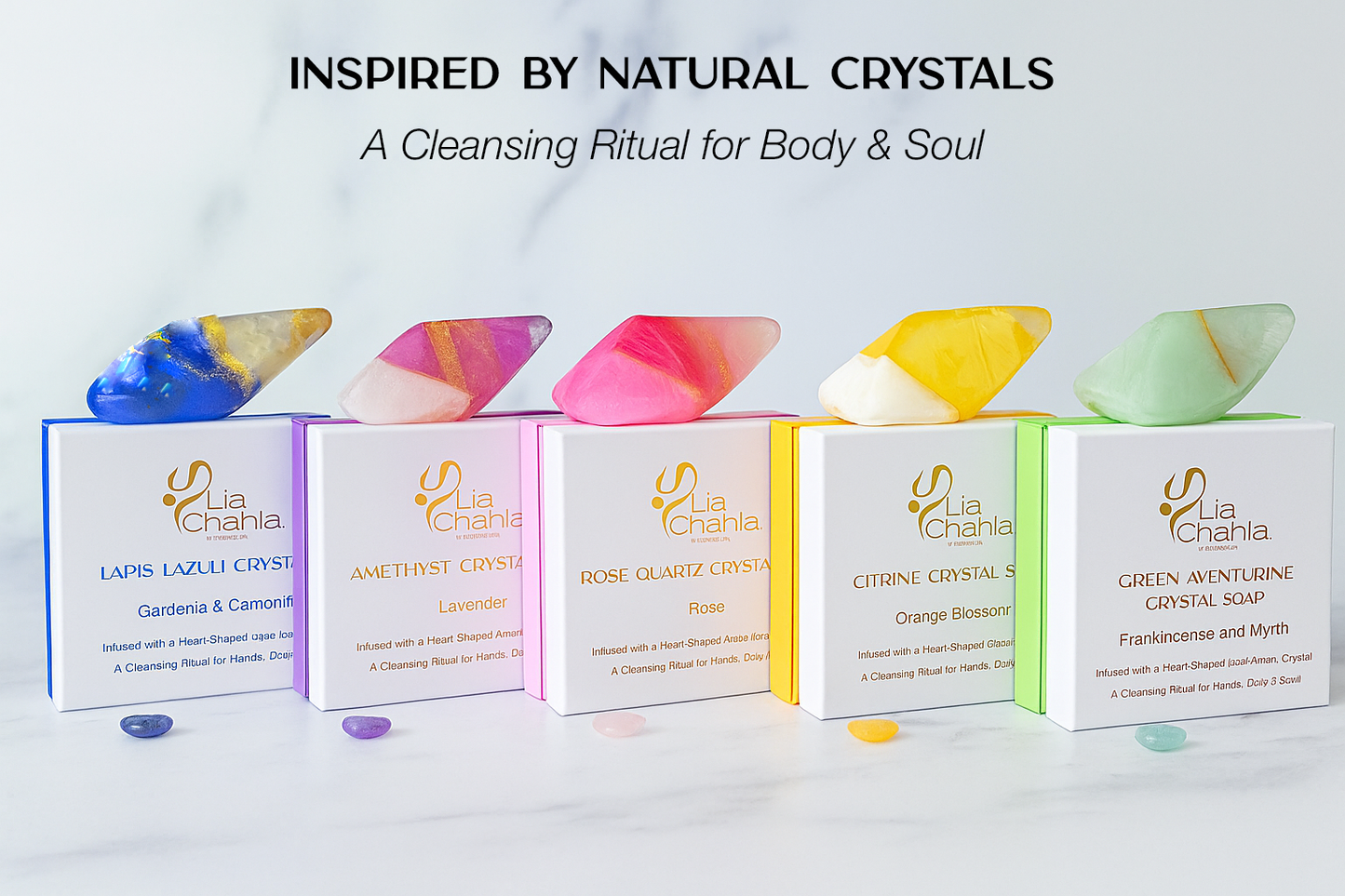 Luxury Lapis Lazuli Crystal Soap with Genuine Crystal Inside β Gardenia Scent (130g)