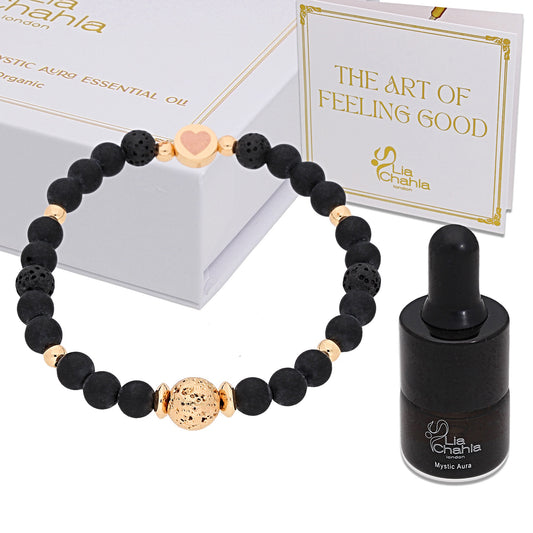 Black Onyx and Lava Rock Aromatherapy Bracelet Gift Set for Men - Stylish. Masculine. Relaxing.