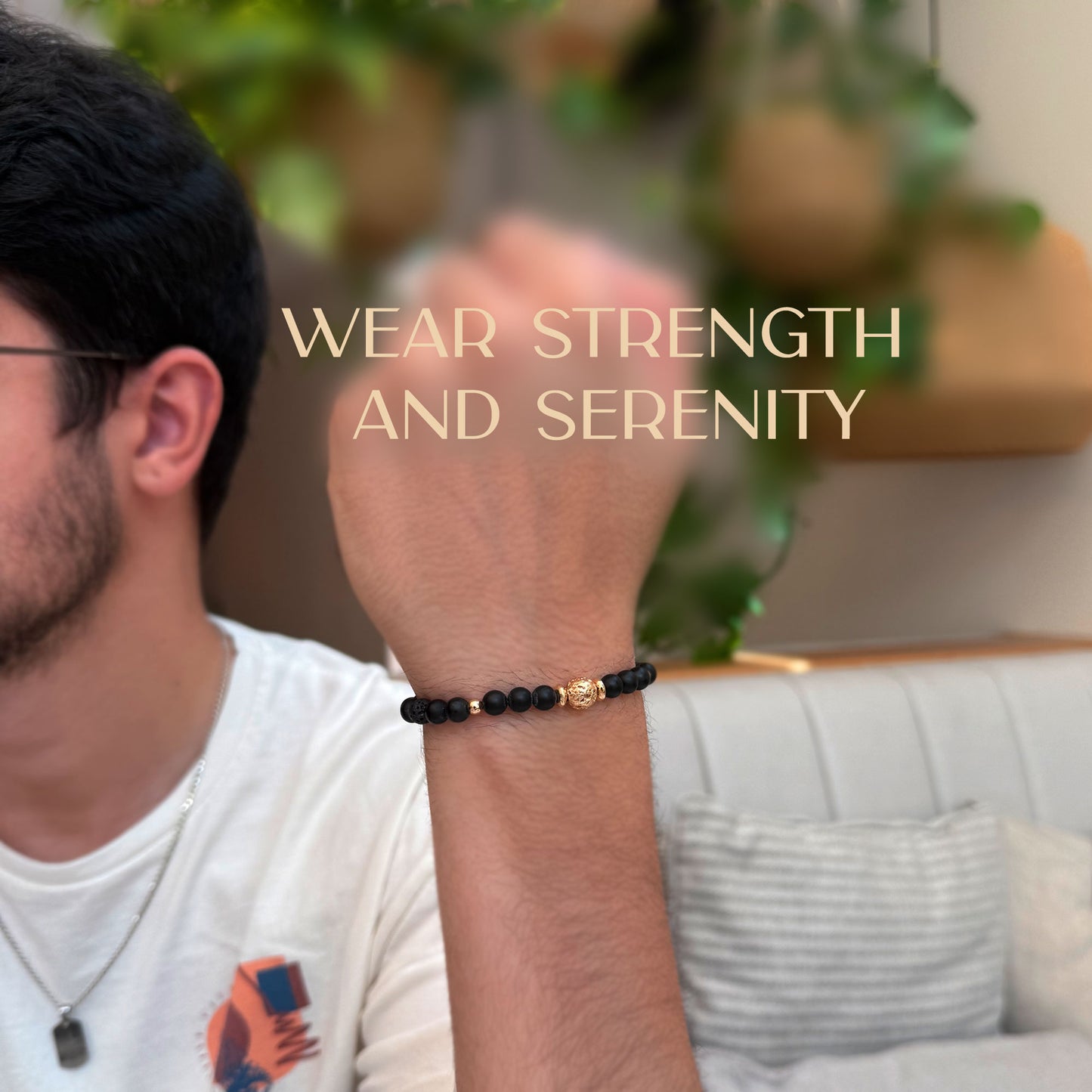 Black Onyx and Lava Rock Aromatherapy Bracelet Gift Set for Men - Stylish. Masculine. Relaxing.