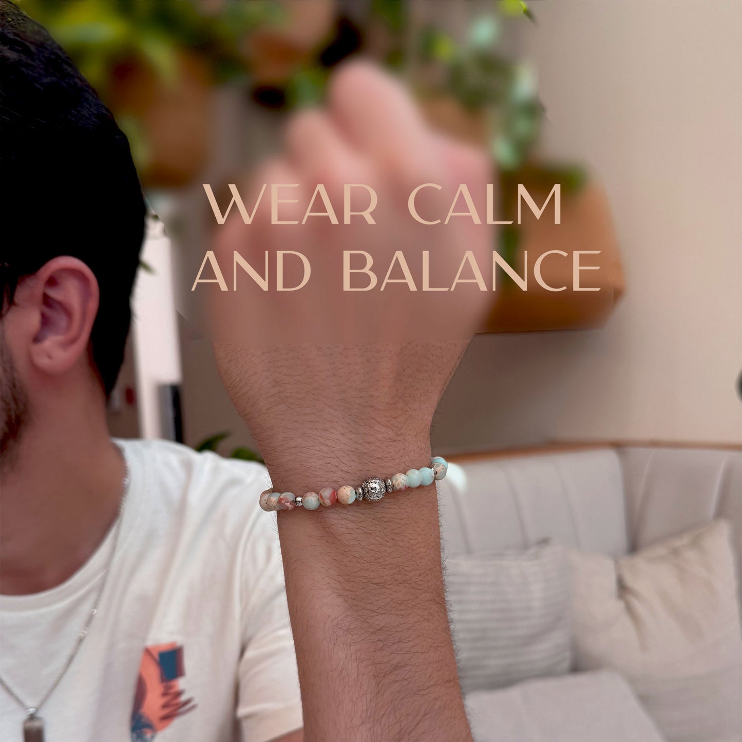 Blue Ocean Jasper & Lava Rock Aromatherapy Bracelet Gift Set for Men - Modern Stylish Relaxing