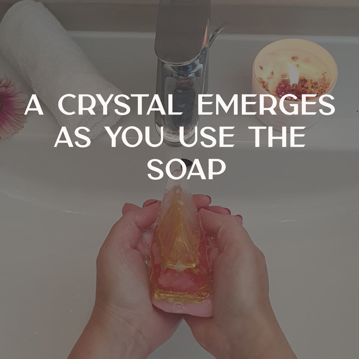 Luxury Rose Quartz Crystal Soap with Genuine Crystal Inside β Rose Scent (130g)