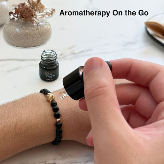 Black Onyx Aromatherapy Bracelet with Mystic Aura Essential Oil for Men