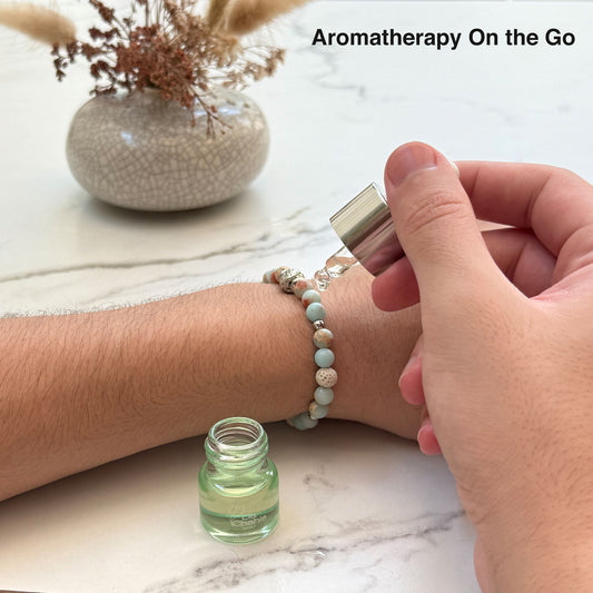 Blue Ocean Jasper & Lava Rock Aromatherapy Bracelet Gift Set for Men - Modern Stylish Relaxing