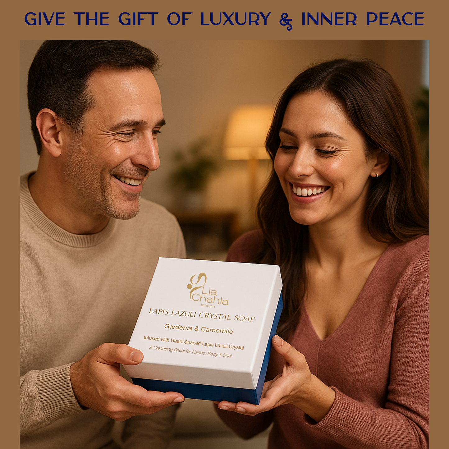 Luxury Lapis Lazuli Crystal Soap with Genuine Crystal Inside β Gardenia Scent (130g)