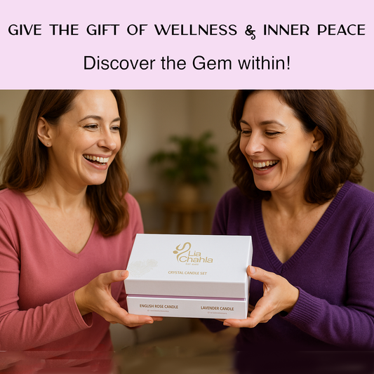 Crystal Candle Gift Set / Lavender - Rose (30 Hrs)