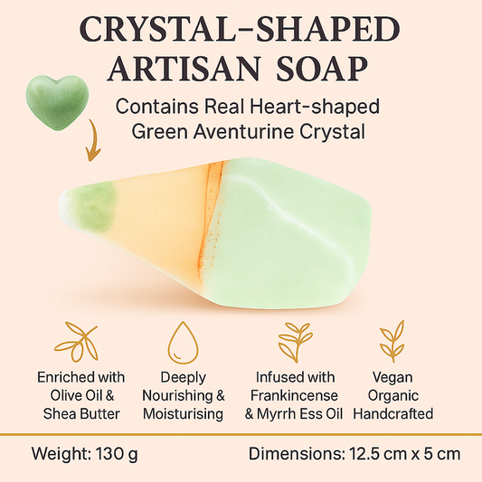 Luxury Green Aventurine Crystal Soap with Genuine Crystal Inside – Frankincense  Scent (130g)