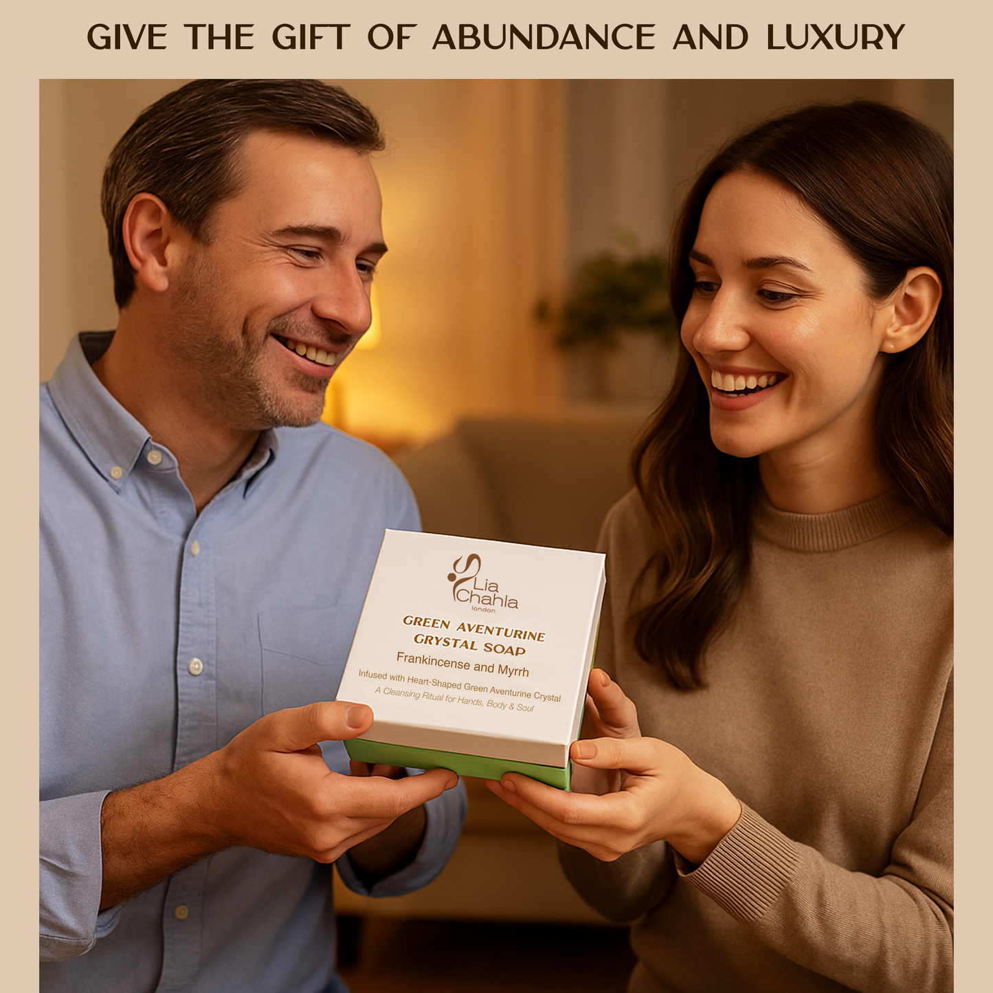 Luxury Green Aventurine Crystal Soap with Genuine Crystal Inside – Frankincense Scent (130g)