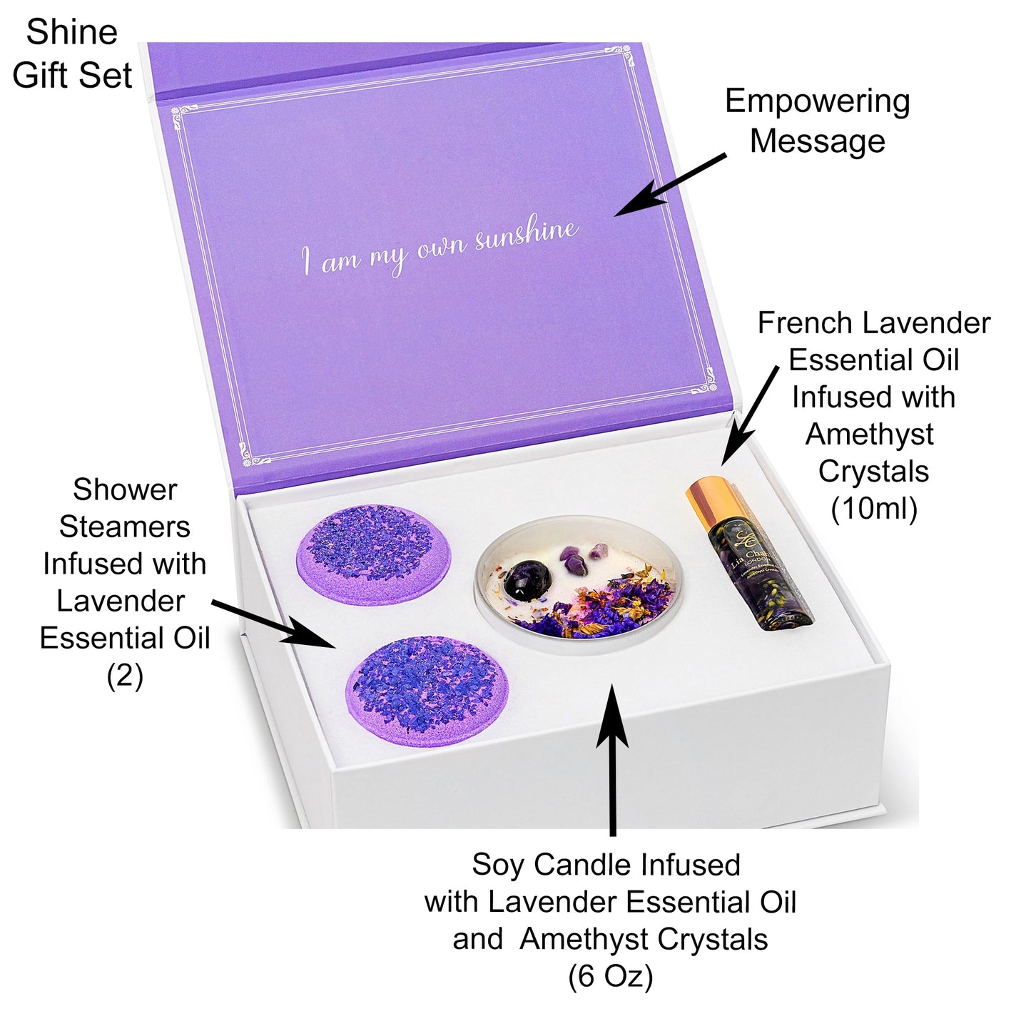 Lavender Spa Set Infused with Amethyst Crystals
