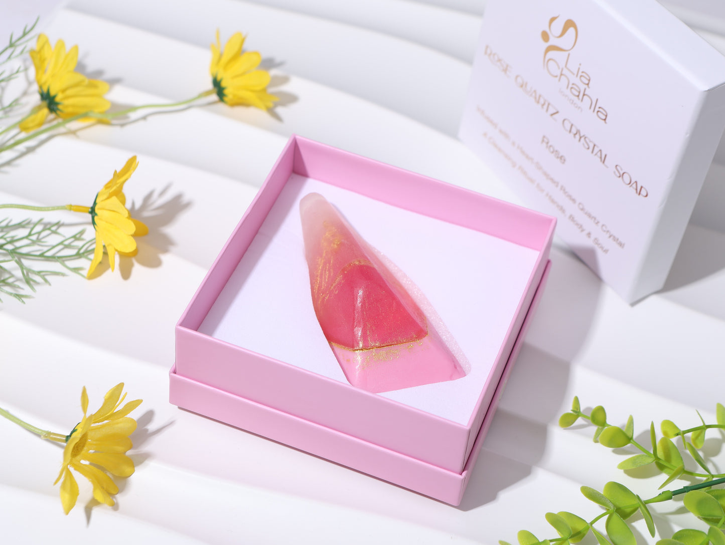 Luxury Rose Quartz Crystal Soap with Genuine Crystal Inside β Rose Scent (130g)