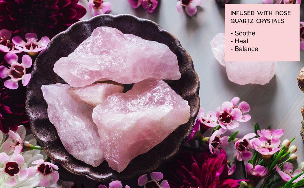 English Rose Candle with Rose Quartz Crystals (30 Hrs)