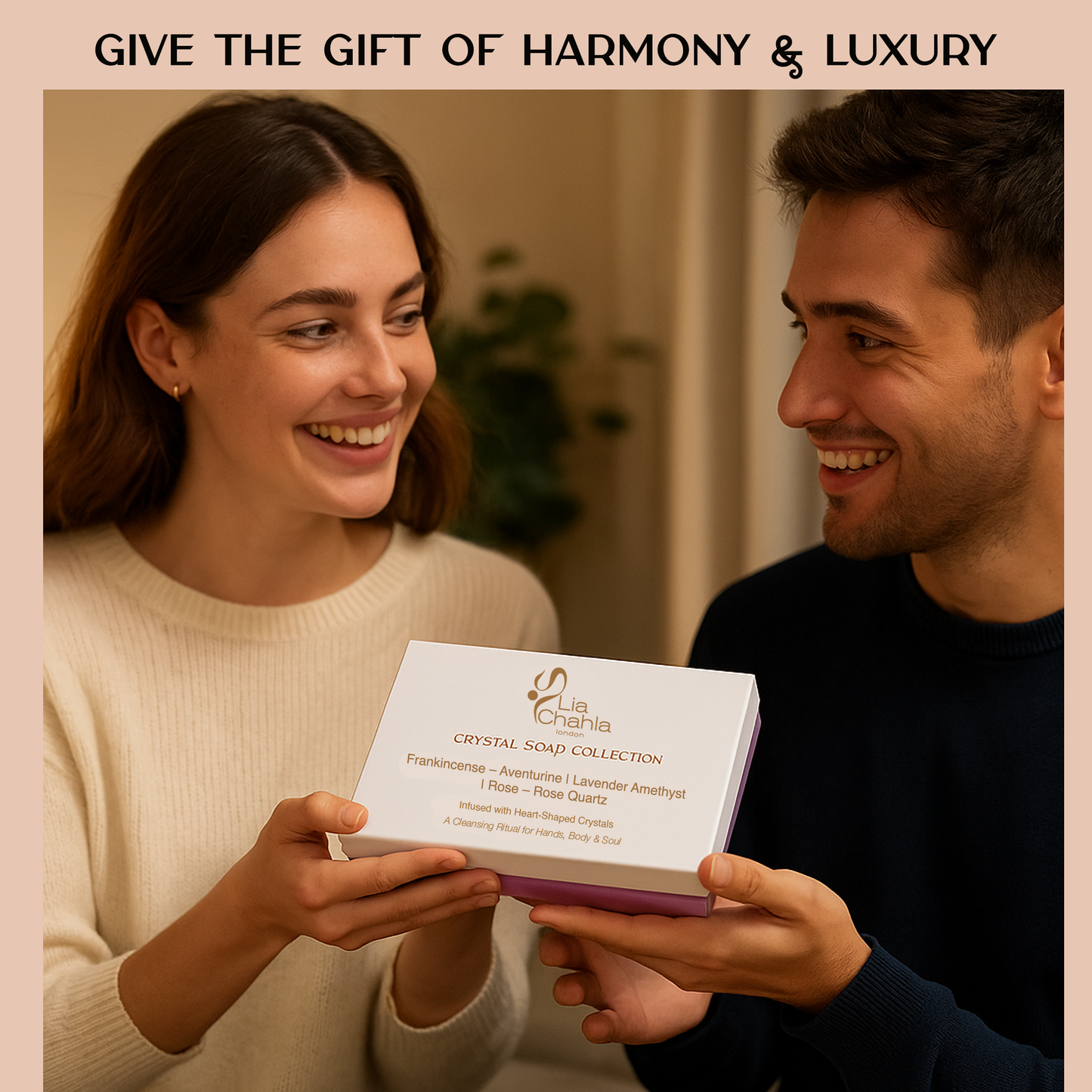 Luxury Crystal Soap Set with Genuine Crystal Inside β Lavender, Rose, & Frankincense Scents (80 g)
