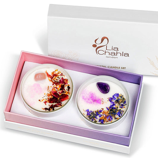 Crystal Candle Gift Set / Lavender - Rose (30 Hrs)
