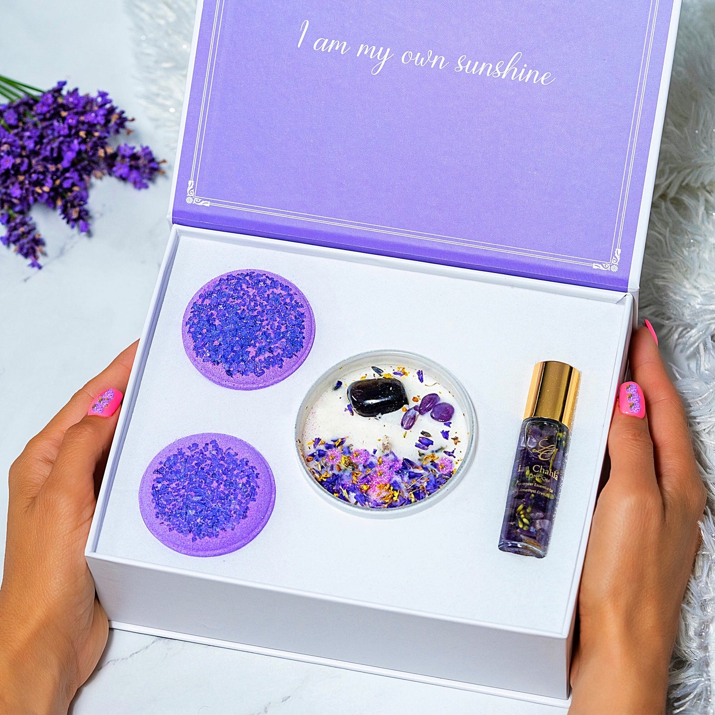 Lavender Spa Set Infused with Amethyst Crystals