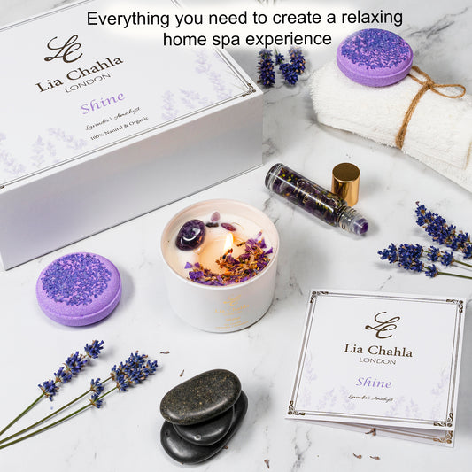 Lavender Spa Set Infused with Amethyst Crystals