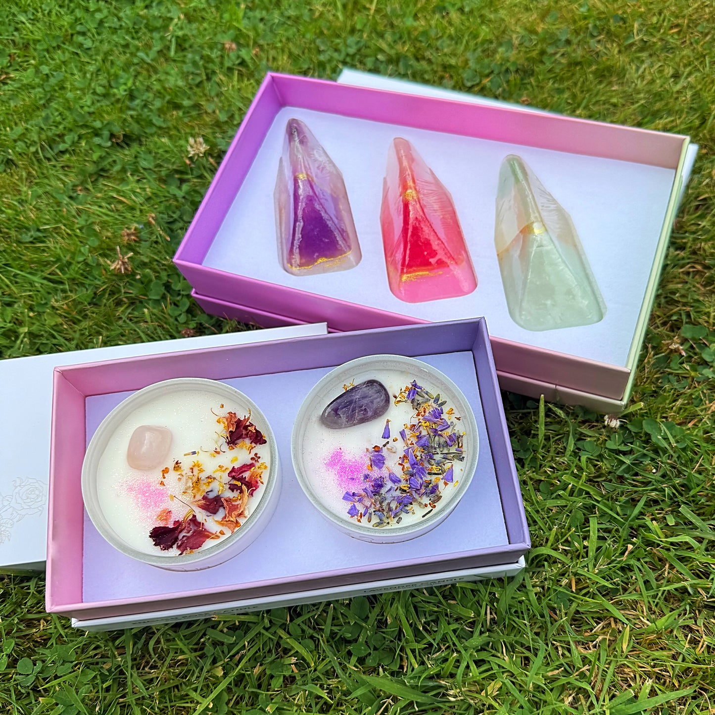 Crystal Candle Set / Lavender - Rose (30 Hrs)
