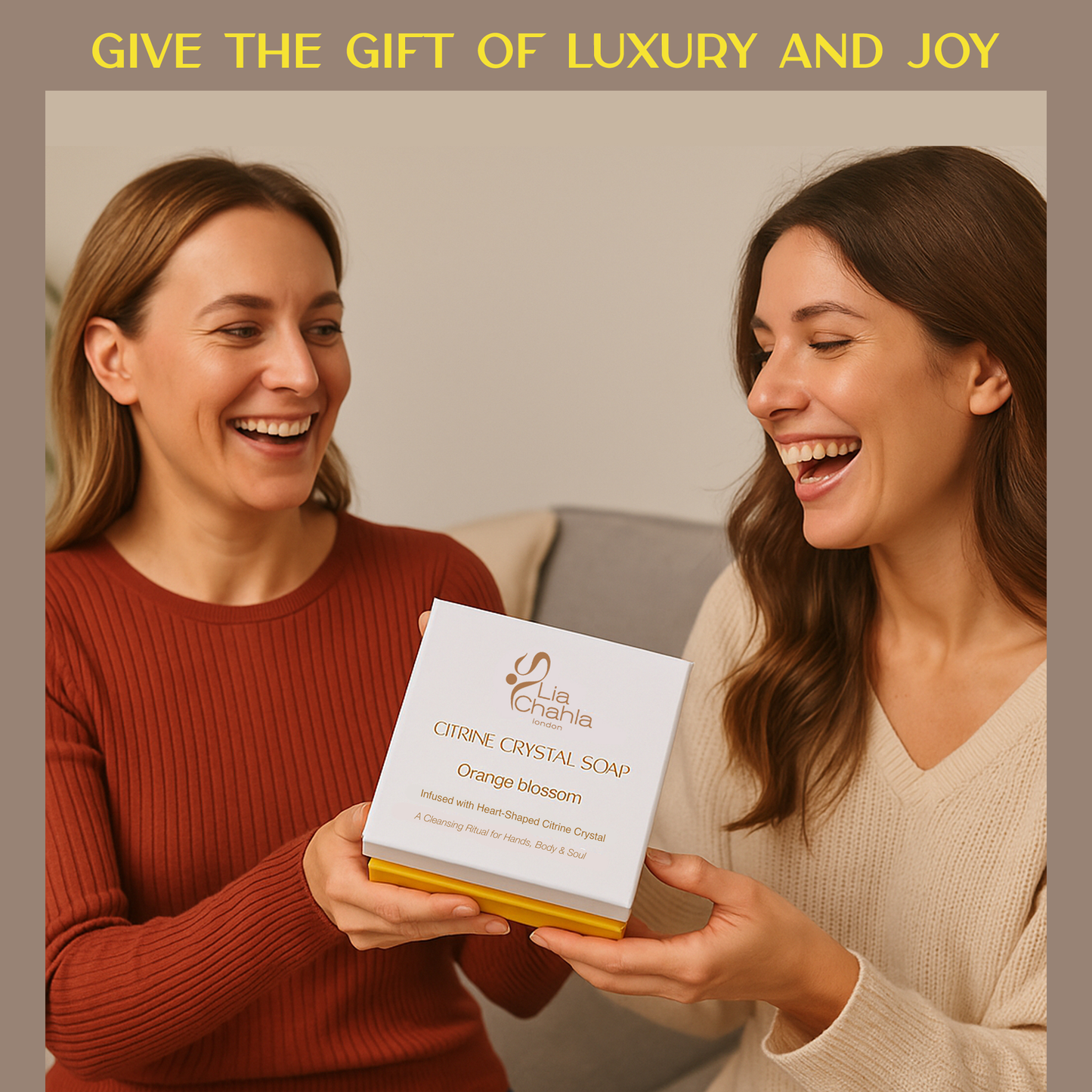 Luxury Citrine Crystal Soap with Genuine Crystal Inside β Orange Blossom Scent (130g)