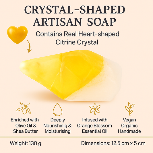 Luxury Citrine Crystal Soap with Genuine Crystal Inside – Orange Blossom Scent (130g)