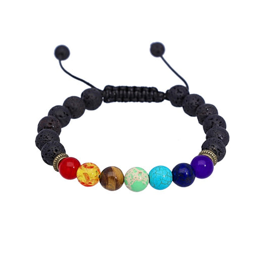 Chakra Lava Rock Adjustable Bracelet