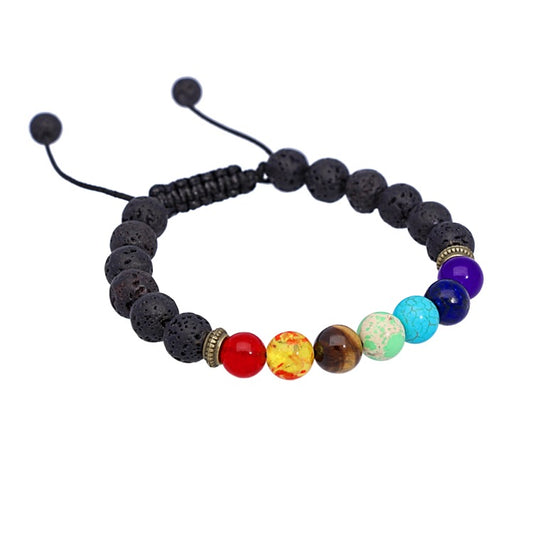 Chakra Lava Rock Adjustable Bracelet