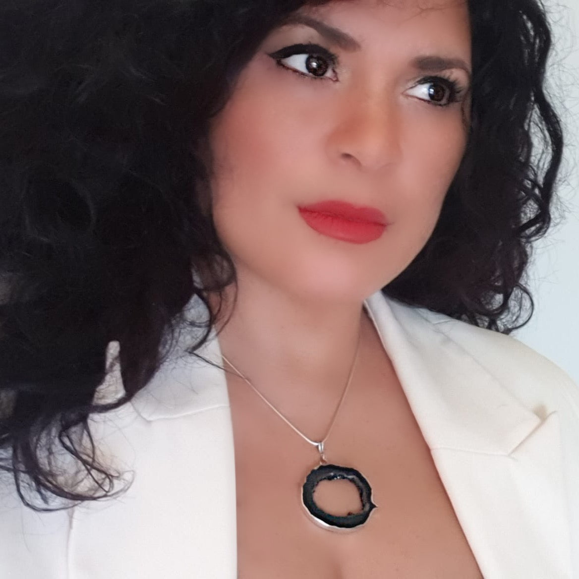 Clearance - Natural Round Agate Druzy Slice Necklace