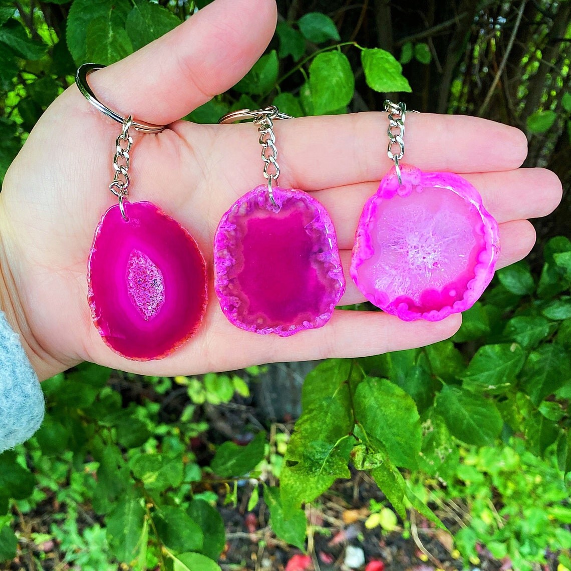 Agate Slice Keyring