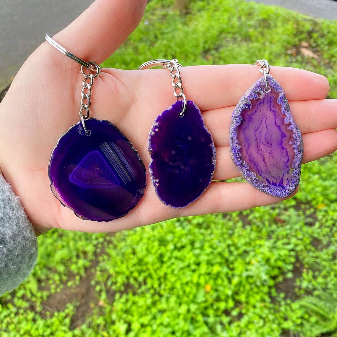 Agate Slice Keyring