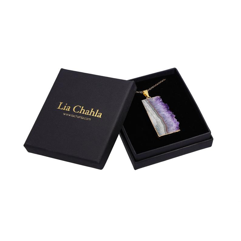 Clearance - Amethyst Slice Necklace Gold Plated