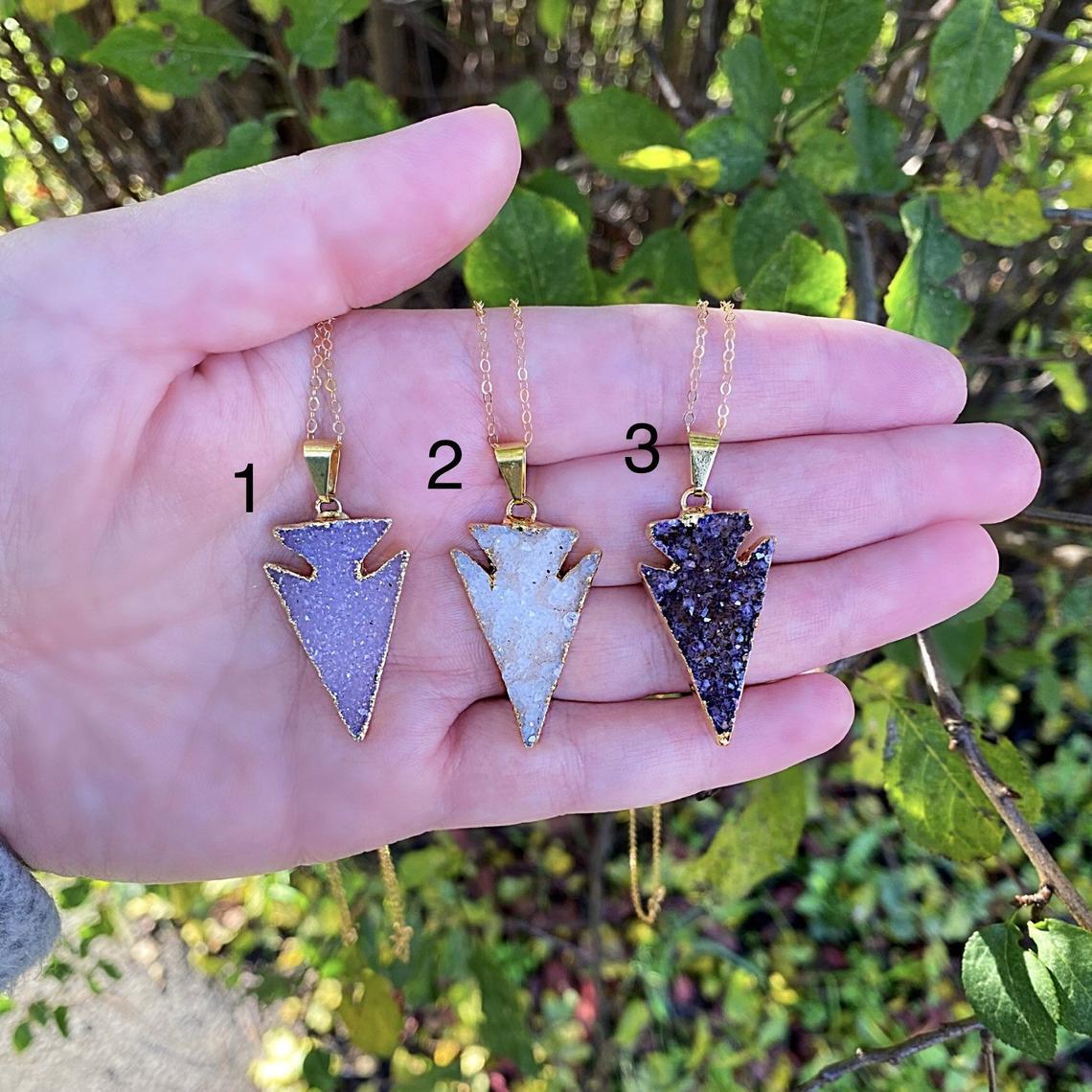 Arrowhead Druzy Necklace Gold
