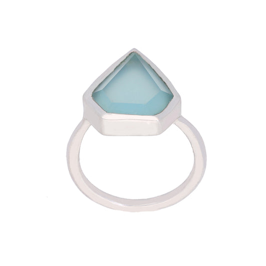 Aqua Chalcedony Sterling Silver Ring