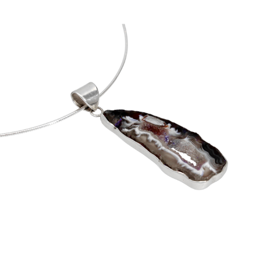 Leaf Shape Agate Druzy Slice Necklace