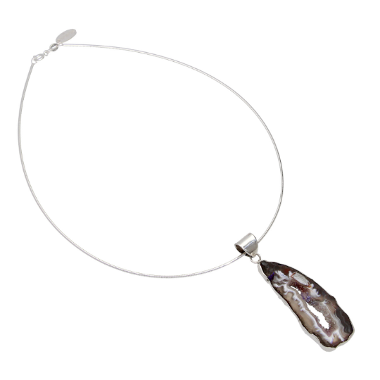 Leaf Shape Agate Druzy Slice Necklace