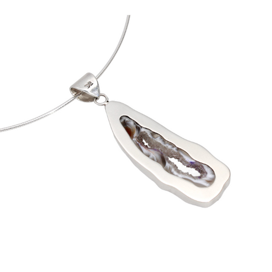 Clearance - Leaf Shape Agate Druzy Slice Necklace
