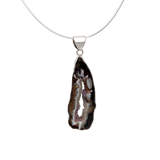 Leaf Shape Agate Druzy Slice Necklace