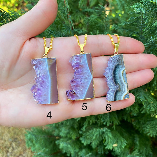 Clearance - Amethyst Slice Necklace Gold Plated