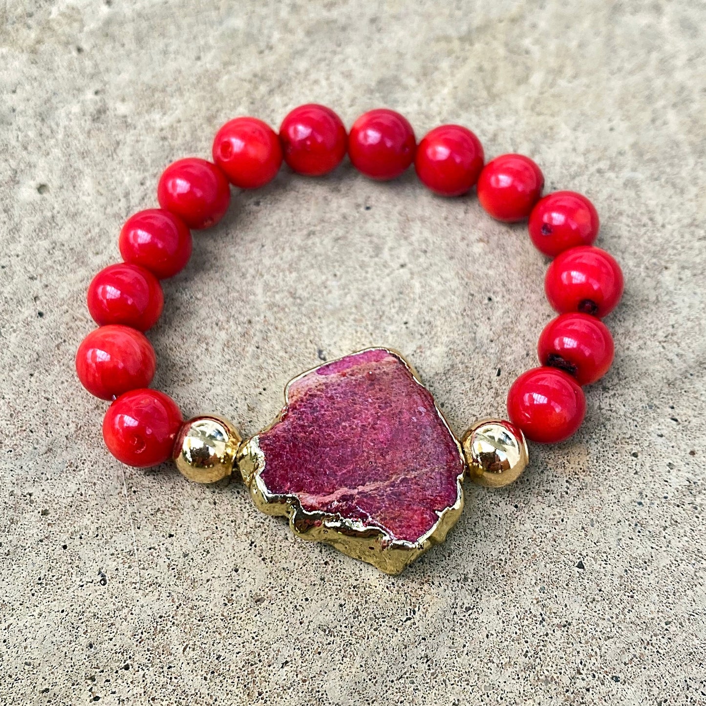 Clearance - Red Coral Stretch Bracelet