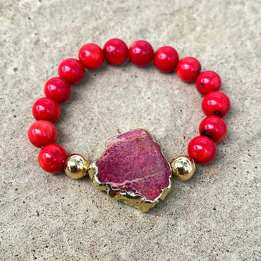 Red Coral Stretch Bracelet