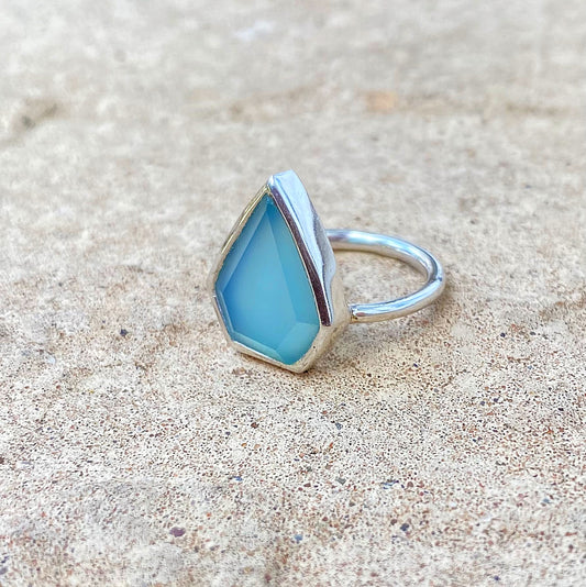 Clearance - Aqua Chalcedony Sterling Silver Ring