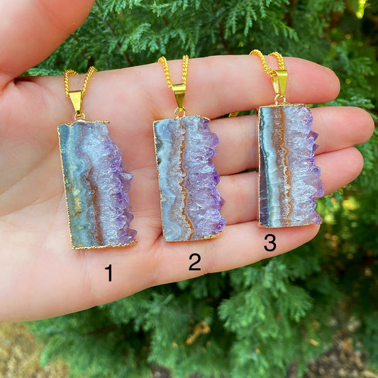 Clearance - Amethyst Slice Necklace Gold Plated