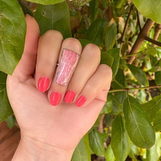 Clearance - Rectangular Rhodochrosite Ring