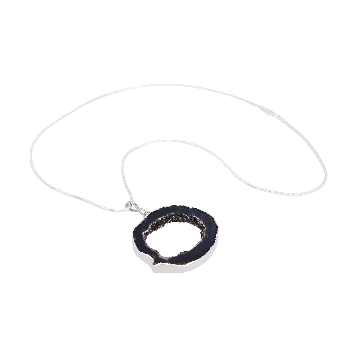 Clearance - Natural Round Agate Druzy Slice Necklace