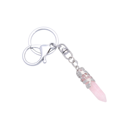 Rose Quartz Crystal Keyring