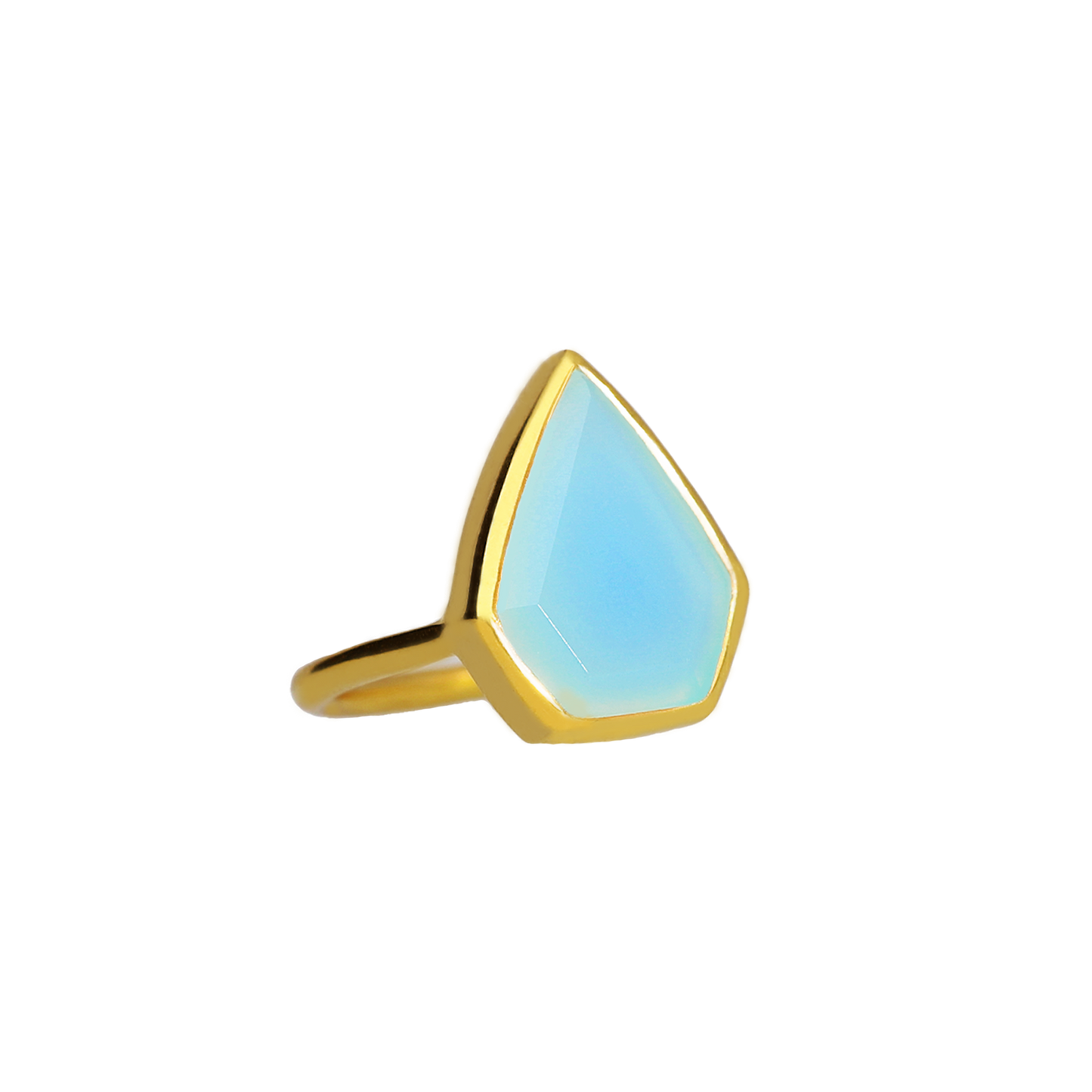 Clearance - Aqua Chalcedony Ring in 14K Gold