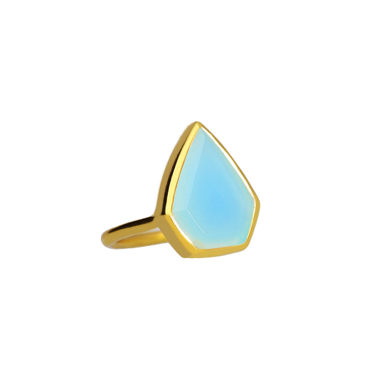 Clearance - Aqua Chalcedony Ring in 14K Gold