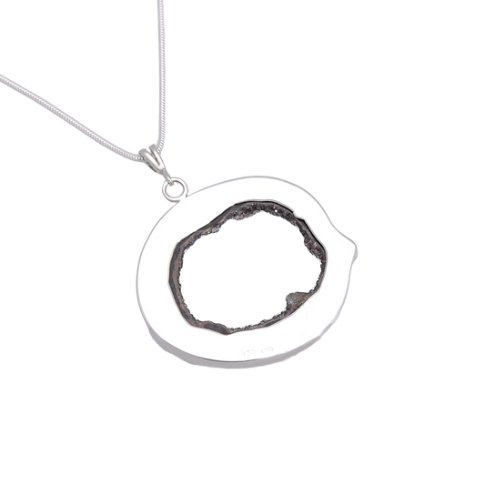 Clearance - Natural Round Agate Druzy Slice Necklace