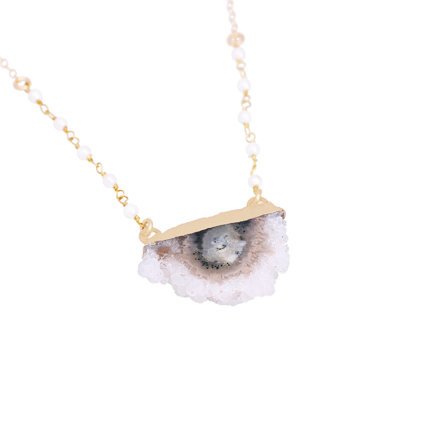 Half moon Amethyst Necklace in Gold Vermeil