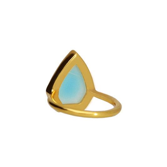 Clearance - Aqua Chalcedony Ring in 14K Gold