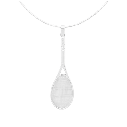 Tennis Racket Sterling Silver Necklace