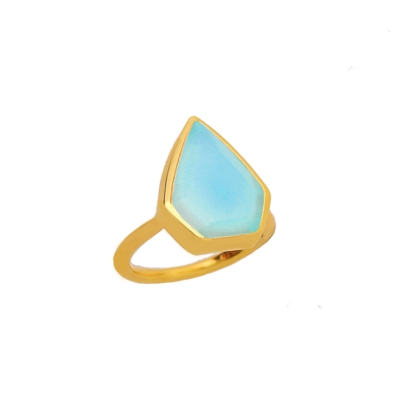 Clearance - Aqua Chalcedony Ring in 14K Gold